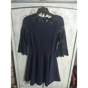 Bb Dakota Lace Back Flared Sleeve  Mini Dress Blue Medium Y2K Feminine Fairygoth